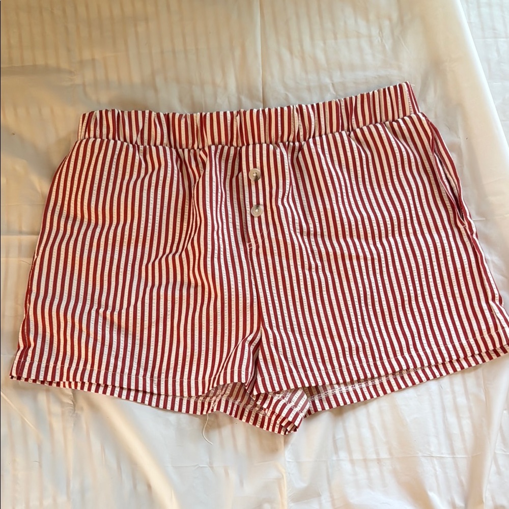 Happily Grey Red and White Striped Shorts